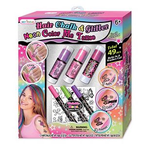 Hot Focus Hair Chalk, Glitter & Neon Color Me Tattoo Gift Set