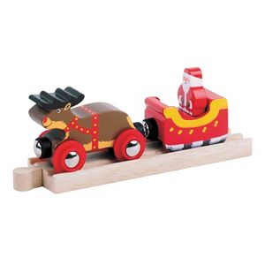 BigJigs Toys Wooden Santa Sleigh with Reindeer