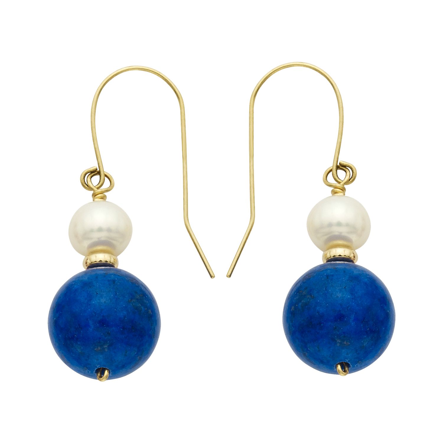 real stone blue lapislazzuli Pearl earrings Silver earrings.