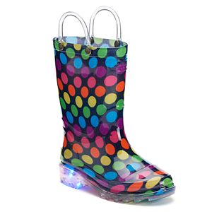 Western Chief Darling Dot Toddler Girls' Light-Up Waterproof Rain Boots