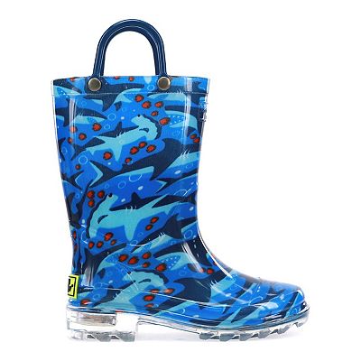 Western Chief Shark Chase Toddler Boys Light Up Waterproof Rain Boots