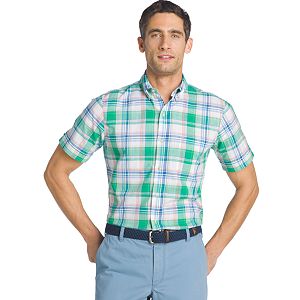 Men's IZOD Dockside Classic-Fit Plaid Chambray Woven Button-Down Shirt