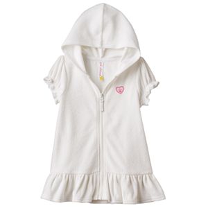 Girls 4-6x Pink Platinum Hooded French Terry Ruffled Cover Up
