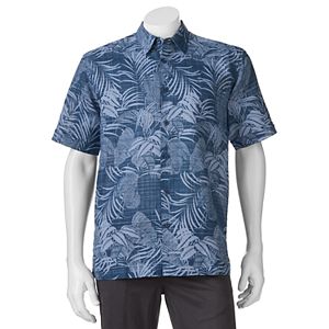 Men's Havanera Navy Floral Classic-Fit Linen-Blend Button-Down Shirt