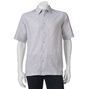 Men's Havanera Solid Embroidered Classic-Fit Linen-Blend Button-Down Shirt