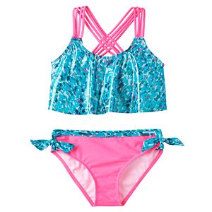 Girls 7-16 Pink Platinum Animal Print Tankini & Scoop Bottoms Swimsuit Set