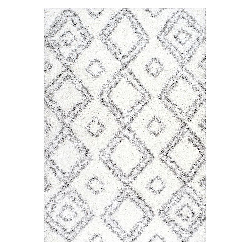 nuLOOM Iola Easy Shag Lattice Rug, White, 12X15 Ft