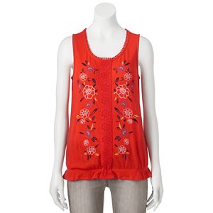 Juniors' Live To Be Spoiled Floral Banded Hem Tank