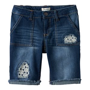 Girls 7-16 & Plus Size Mudd® Lace Patched Bermuda Jean Shorts