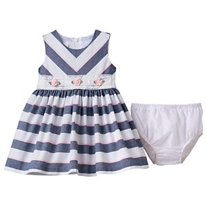 Baby Girl Bonnie Jean Striped Rosette Dress