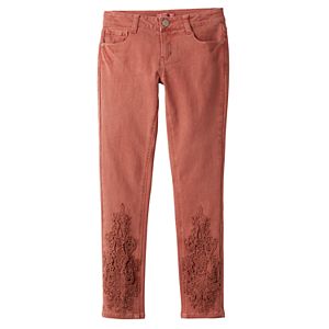 Girls 7-16 Mudd® Crocheted Ankle Coral Skinny Jeans