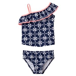 Baby Girl Carter's Mosaic Print Asymmetrical One-Shoulder Tankini Top & Swimsuit Bottoms Set