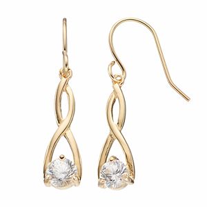Brilliance 14k Gold Plated Twist Drop Earrings with SWAROVSKI ZIRCONIA