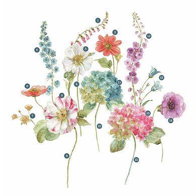 Lisa Audit Garden Flowers Peel & Stick Wall Decal 25-piece Set by Roommates