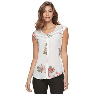 Juniors' Candie's® Lace Cap Sleeve Top