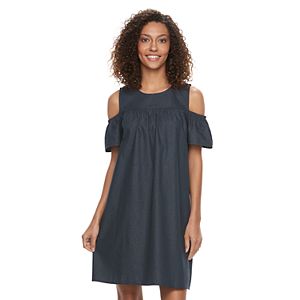 Women's Suite 7 Chambray Cold-Shoulder Shift Dress