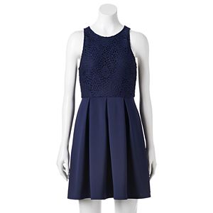 Juniors' Speechless Lace Scuba Skater Dress