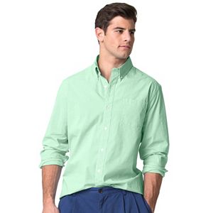 Men's Chaps Classic-Fit Mini-Checked Poplin Stretch Button-Down Shirt