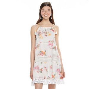 Juniors' Mudd® Floral Crochet Tiered Dress