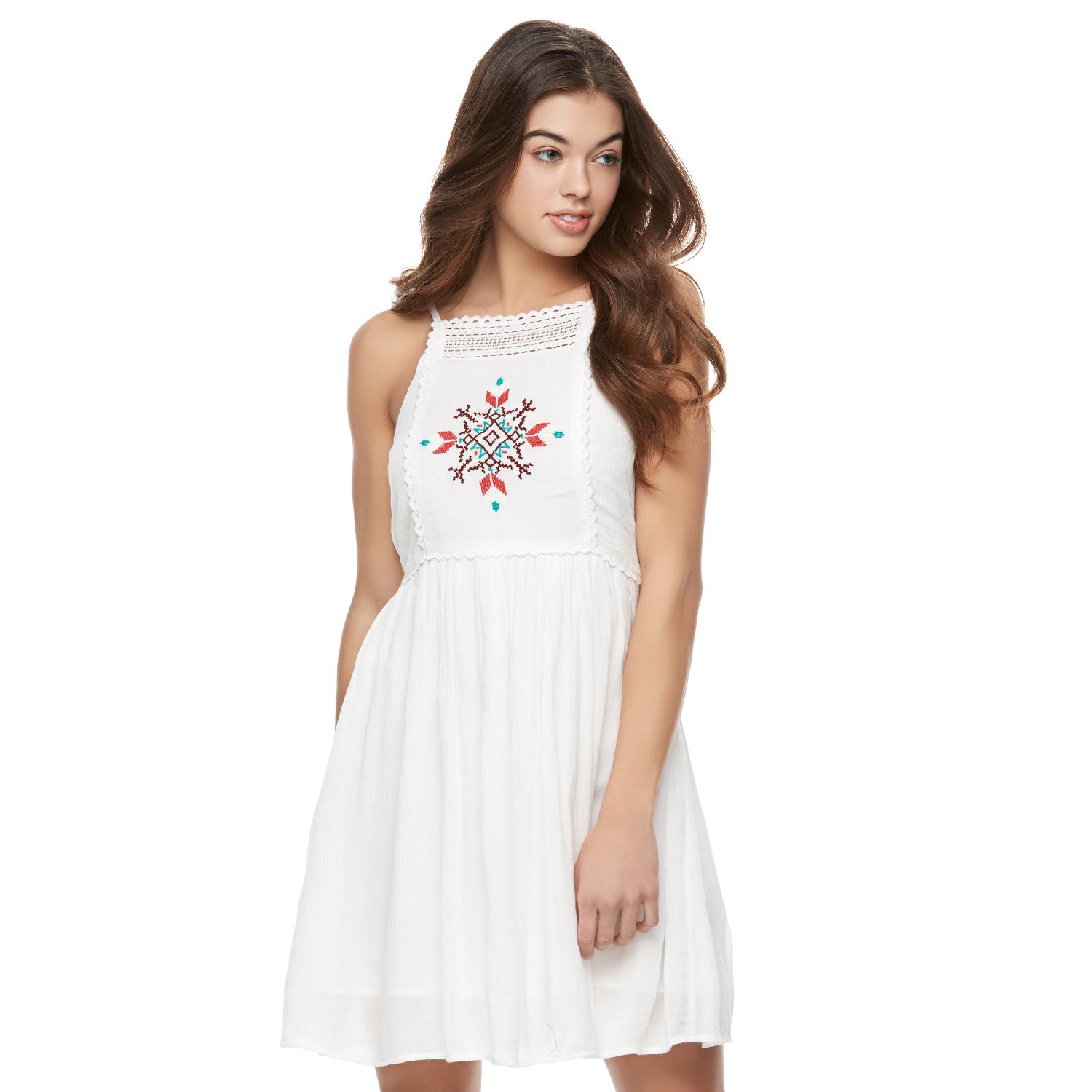 embroidered skater dress