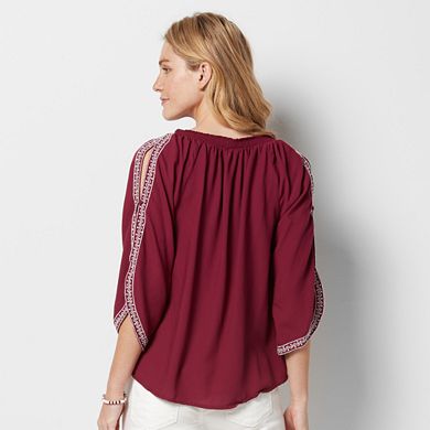 Women's Sonoma Goods For Life® Embroidered Cold-Shoulder Peasant Top