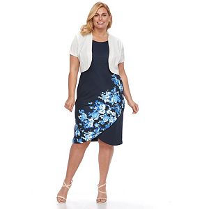 Plus Size Maya Brooke Floral Dress & Solid Jacket Set