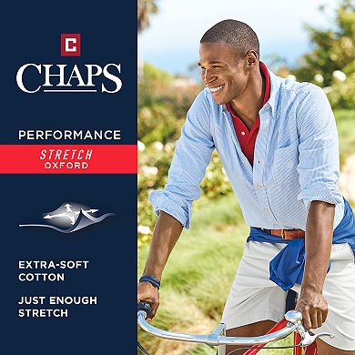 Men's Chaps Classic-Fit Plaid Stretch Oxford Button-Down Shirt