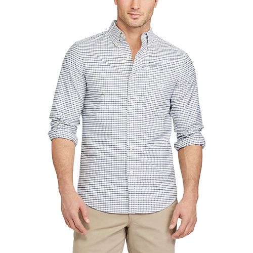 Men's Chaps Classic-Fit Plaid Stretch Oxford Button-Down Shirt