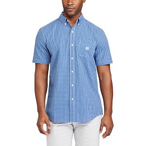 Men's Chaps Classic-Fit Gingham-Checked Easy-Care Button-Down Shirt