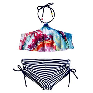 Girls 7-16 Big Chill Palm Tree Bikini Top & Boyshort Swimsuit Set