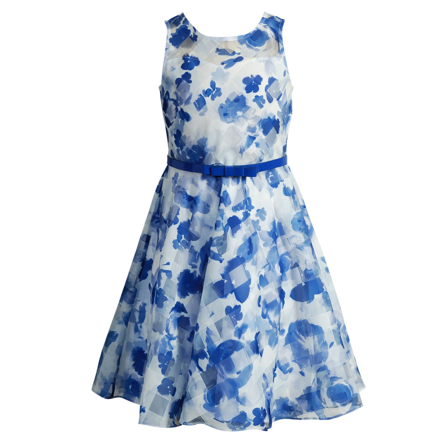 blue floral occasion dress