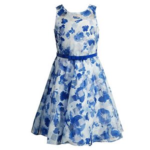 Girls 7-16 Emily West Blue Floral Organza Occasion Dress