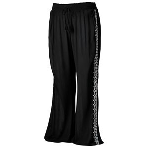Juniors' Plus Size Mudd® Embroidered Wide Leg Pants