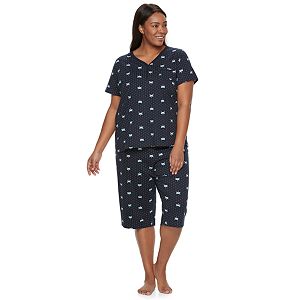 Plus Size Croft & Barrow® Pajamas: Skimmer Capris & Henley Tee PJ Set