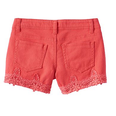 Girls 7-16 & Plus Size Mudd® Color Crochet Trim Him Jean Shorts