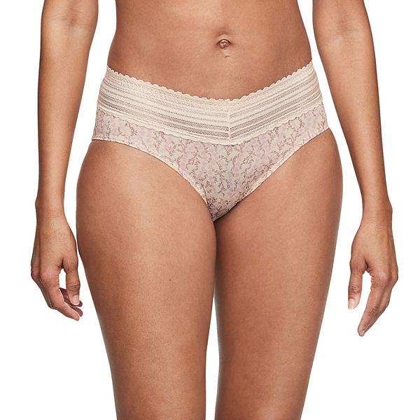 Warners No Pinching, No Problems® Dig-Free Comfort Waist with Lace Microfiber Hipster 5609J - Floral Butterscotch (SMALL)