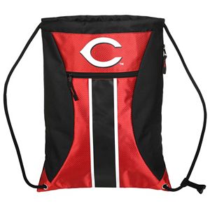 Forever Collectibles Cincinnati Reds Striped Zipper Drawstring Backpack