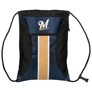 Forever Collectibles Milwaukee Brewers Striped Zipper Drawstring Backpack