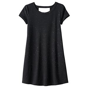 Girls 7-16 & Plus Size SO® Cutout Short Sleeve Glitter Swing Dress