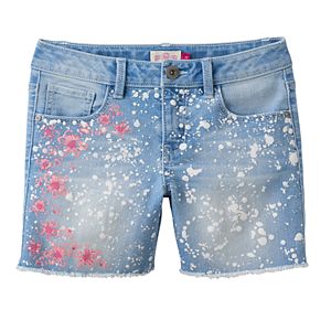 Girls 7-16 SO® Embroidered Flower Midi Jean Shorts