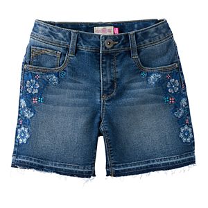 Girls 7-16 SO® Splatter Midi Jean Shorts