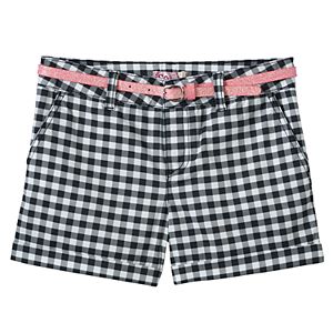 Girls 7-16 & Plus Size SO® Glitter Belt Printed Chino Shorts