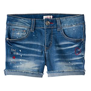 Girls 7-16 & Plus Size SO® Americana Medium Wash Embroidered Jean Shorts