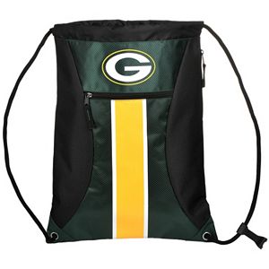 Forever Collectibles Green Bay Packers Striped Zipper Drawstring Backpack