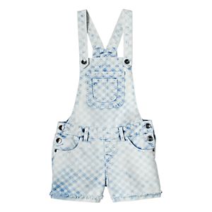 Girls 7-16 SO® Acid Wash Gingham Plaid Denim Shortalls
