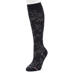 Women's Dr. Motion Knee-High Floral Microfiber Compression Socks