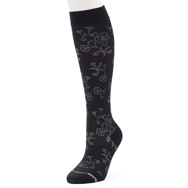 Women's Dr. Motion KneeHigh Floral Microfiber Compression Socks