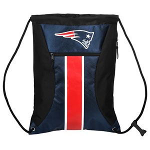 Forever Collectibles New England Patriots Striped Zipper Drawstring Backpack