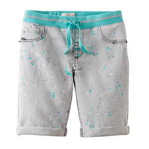 Girls 7-16 SO® Paint Splatter Ribbed Waist Bermuda Shorts