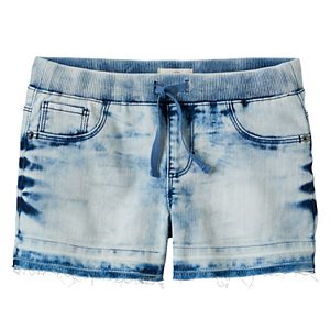 Girls 7-16 & Plus Size SO® Ribbed Waist Acid Wash Jean Shortie Shorts